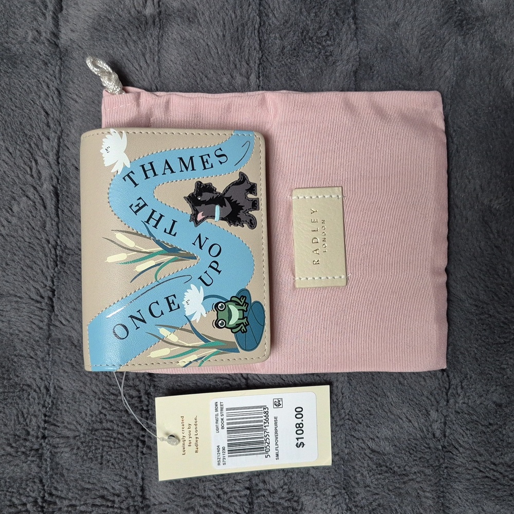Radley London Once Upon The Thames Leather Fold Over Wallet New With Tags